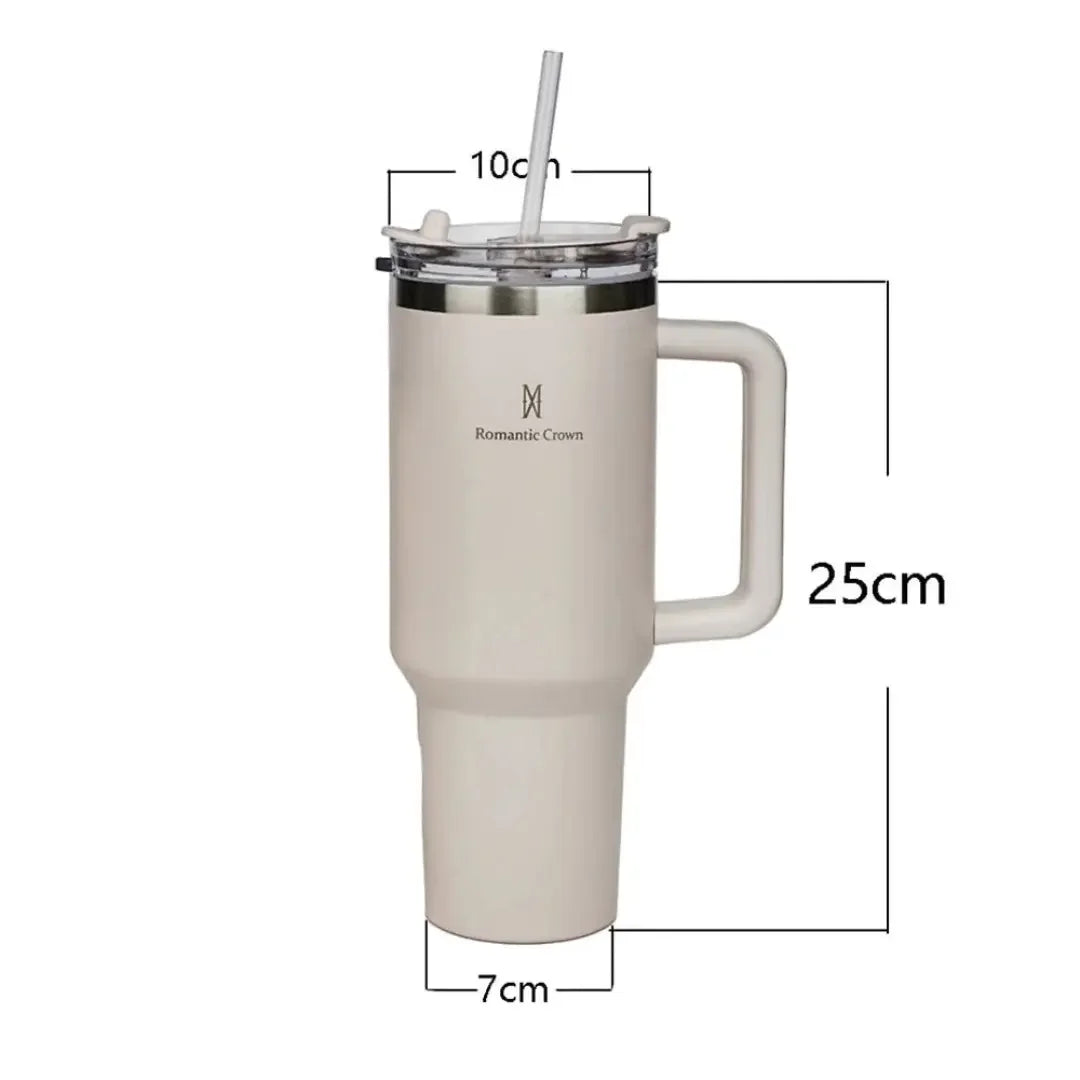 Vaso Térmico de Acero Inoxidable Portátil con Tapa y Popote 1200ML