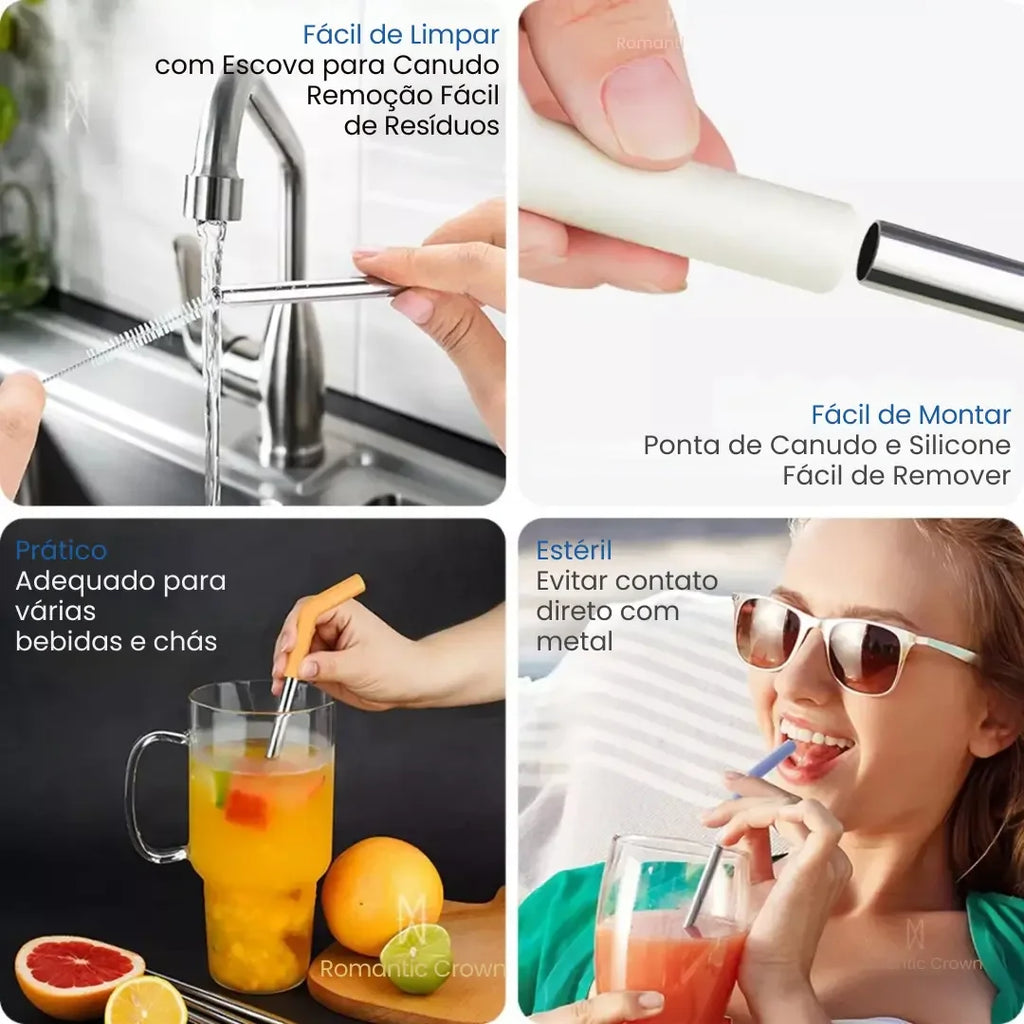 Vaso Térmico de Acero Inoxidable Portátil con Tapa y Popote 1200ML