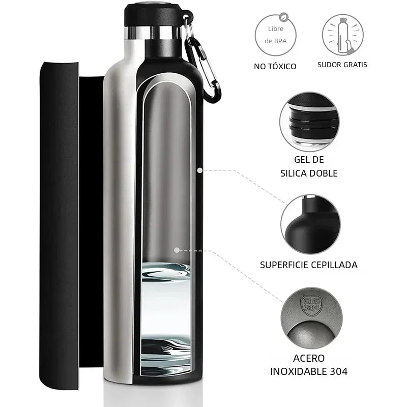 Botella Térmica FEIJIAN de Acero Inoxidable, 1000ml, Botella Térmica Deportiva