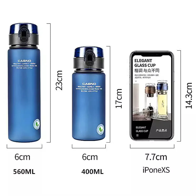 Botella de agua deportiva de alta calidad, libre de BPA, a prueba de fugas, ideal para paseos, caminatas y otras actividades. Disponible en 400ml y 560ml.