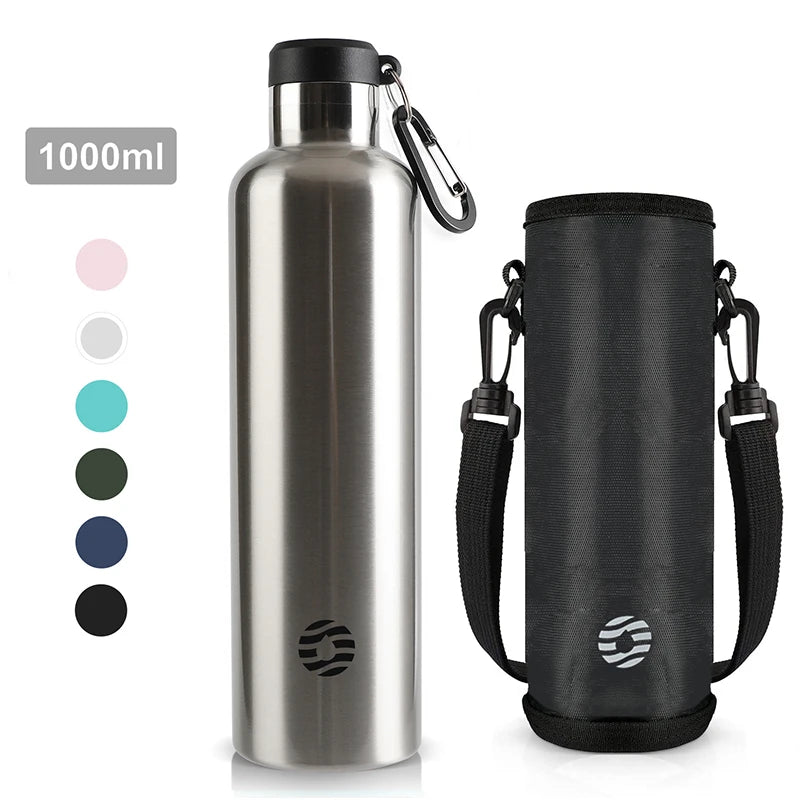 Botella Térmica FEIJIAN de Acero Inoxidable, 1000ml, Botella Térmica Deportiva