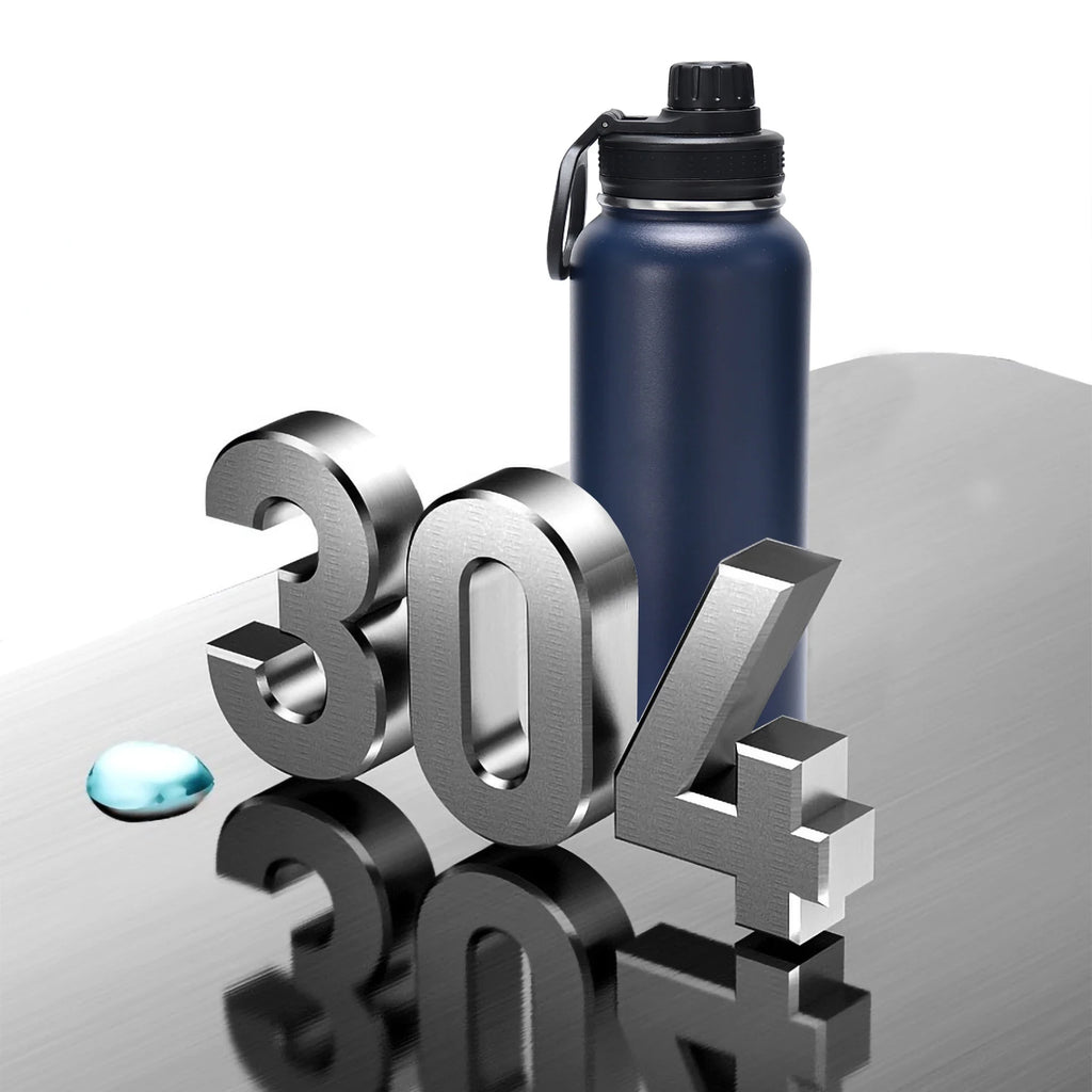 Botella de agua de acero inoxidable con aislamiento al vacío.
