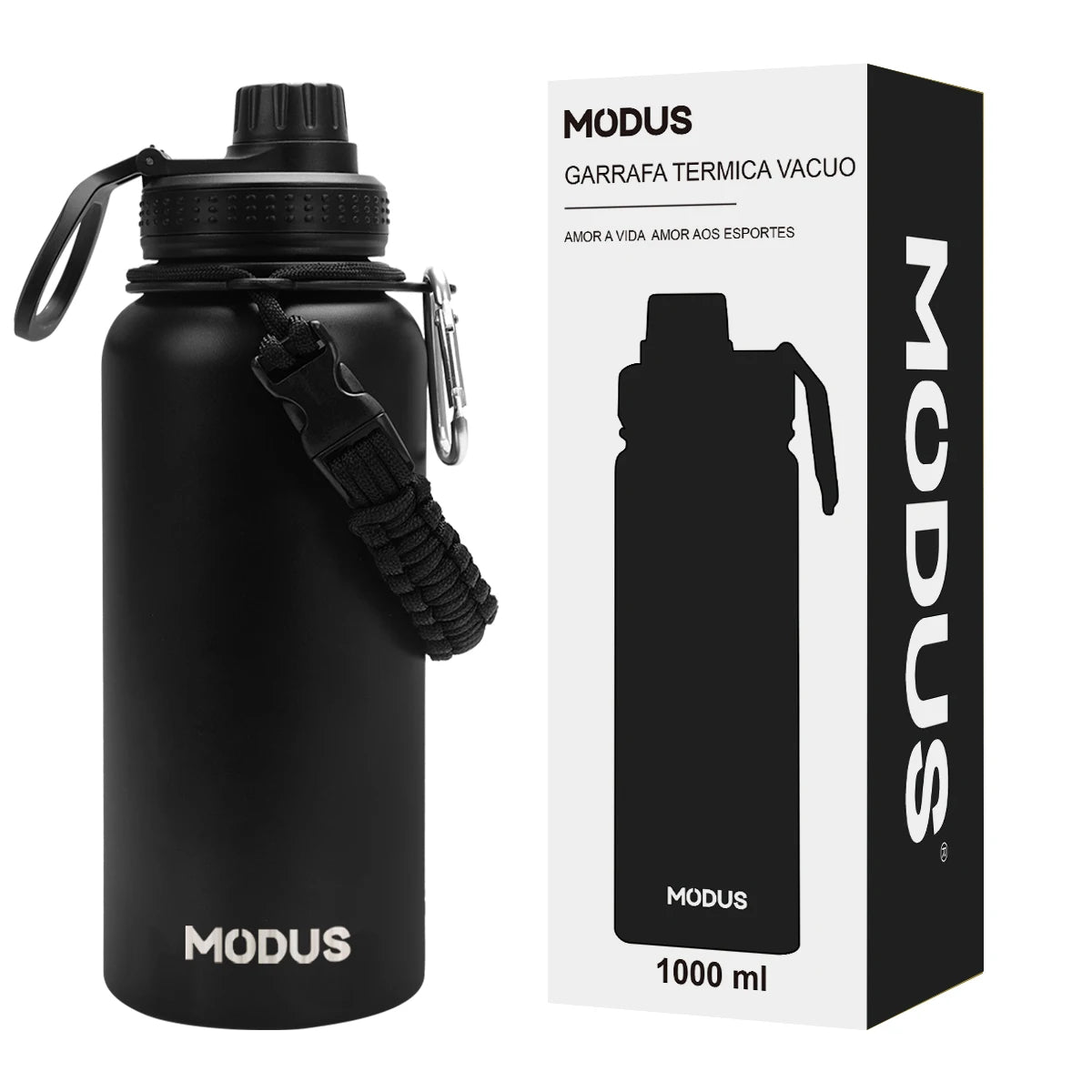 Botella de agua de acero inoxidable con aislamiento al vacío.
