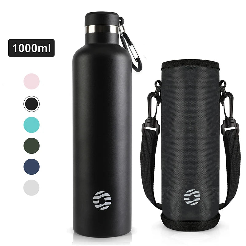 Botella Térmica FEIJIAN de Acero Inoxidable, 1000ml, Botella Térmica Deportiva