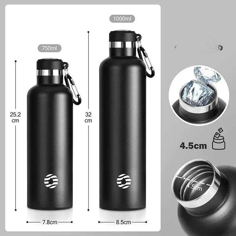 Botella Térmica FEIJIAN de Acero Inoxidable, 1000ml, Botella Térmica Deportiva